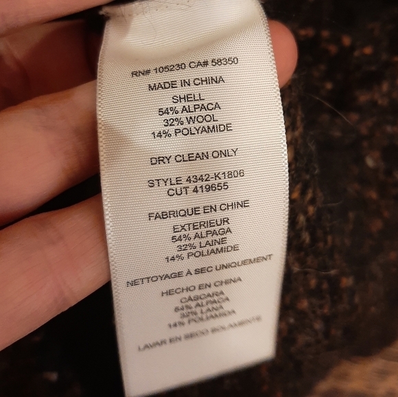 Joie Sweater Large Brown Maurise Alpaca Wool Cardigan Zip Front Tweed Longline - Picture 6 of 7